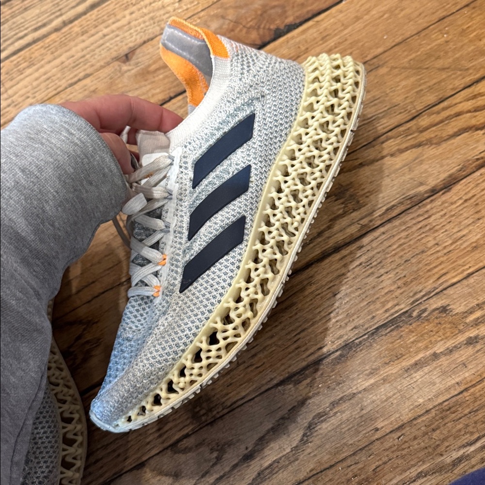Adidas Sneakers - White, Orange, and Blue